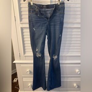 Hollister High Rise Flare Jeans Distressed Y2K Medium Wash Classic Stretch 3/26